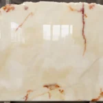 Book matched pair of Afghan White Onyx slabs cut from the same block with mirror image veining pattern
