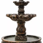 Black & Gold Marble Royal Tiered Fountain handcrafted by Pakistan Marble & Onyx for luxury homes, villas, hotels, resorts, gardens, courtyards, landscape architecture, commercial projects, and premium outdoor water features.