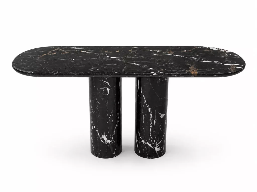 Luxury Black & White Marble console table handcrafted by Pakistan Marble & Onyx for modern interiors, luxury furniture, custom marble manufacturing, hotels, villas, and worldwide export.