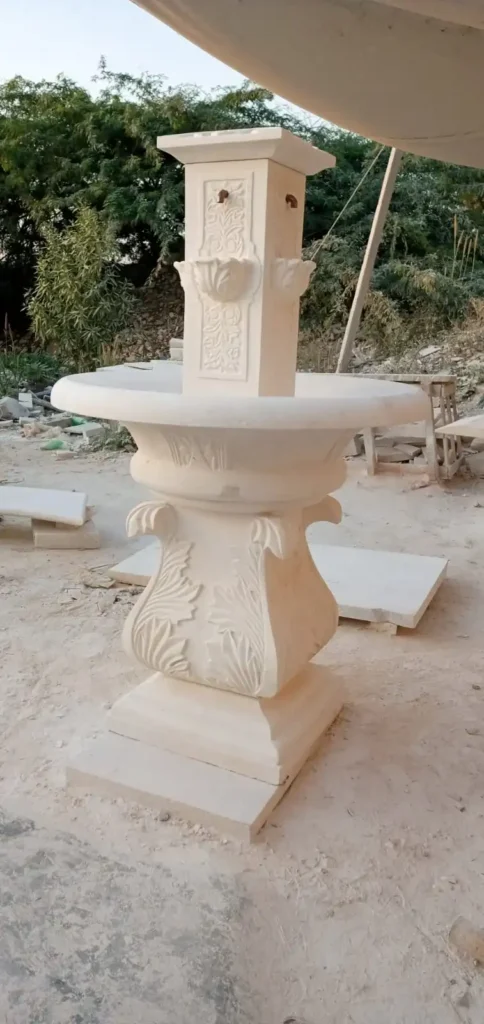 cream marble fountains