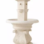 Cream Marble Classic Garden Fountain handcrafted by Pakistan Marble & Onyx for luxury homes, villas, hotels, resorts, courtyards, gardens, patios, landscape architecture, commercial projects, and premium outdoor water features.