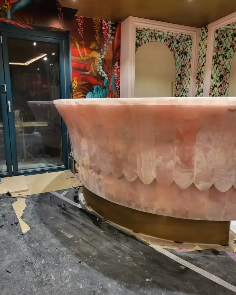 Afghan Pink Onyx Bar Table by Pakistan marble and onyx