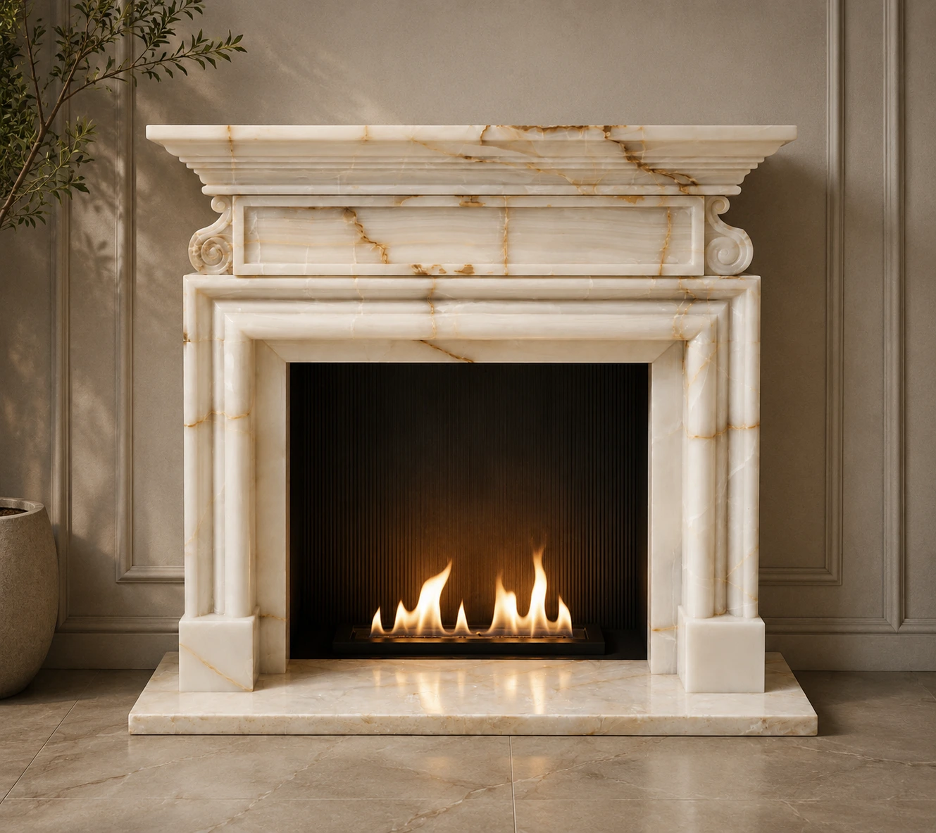 Marble and onyx fireplaces