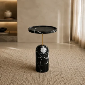 Black Marble Side Table and Coffee Table