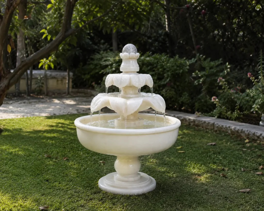 White Onyx Fountain in lawn by pakistan marble & Onyx