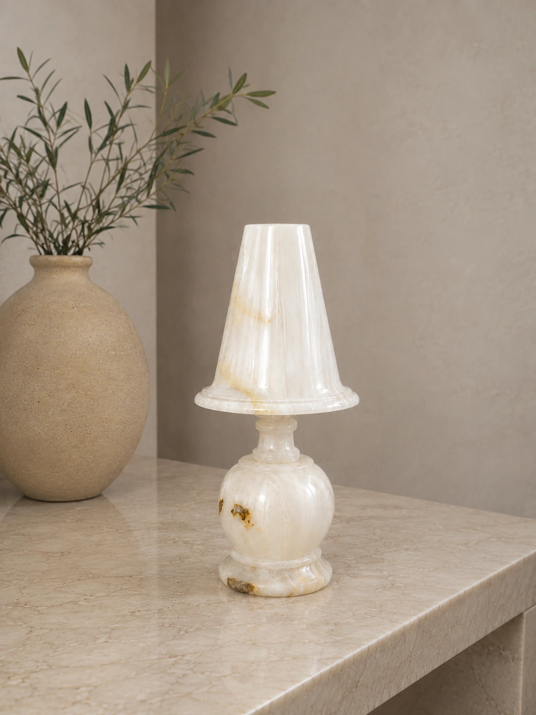 White onyx lamp by pakistan marble and onyx