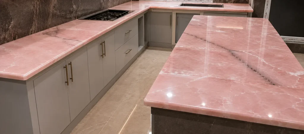 luxury Pink Onyx kitchen counter top