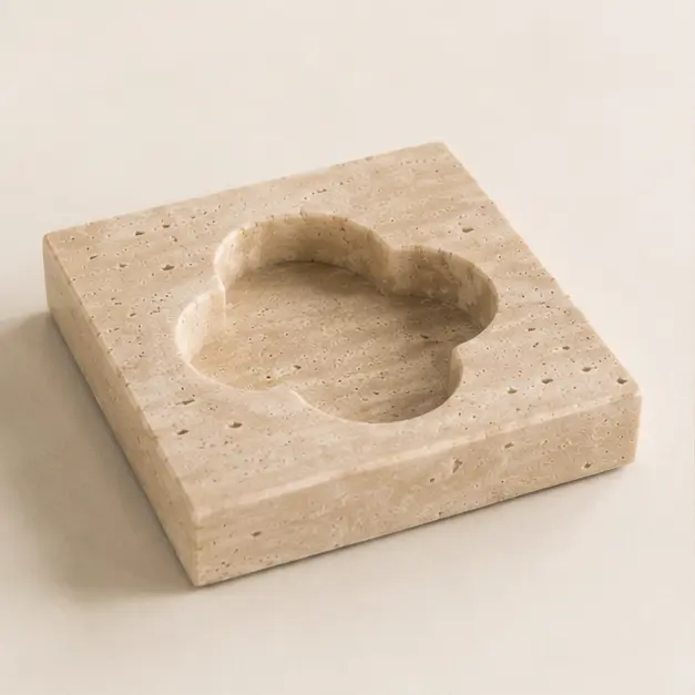 Natural stone travertine ashtray and multifunctional jewelry tray