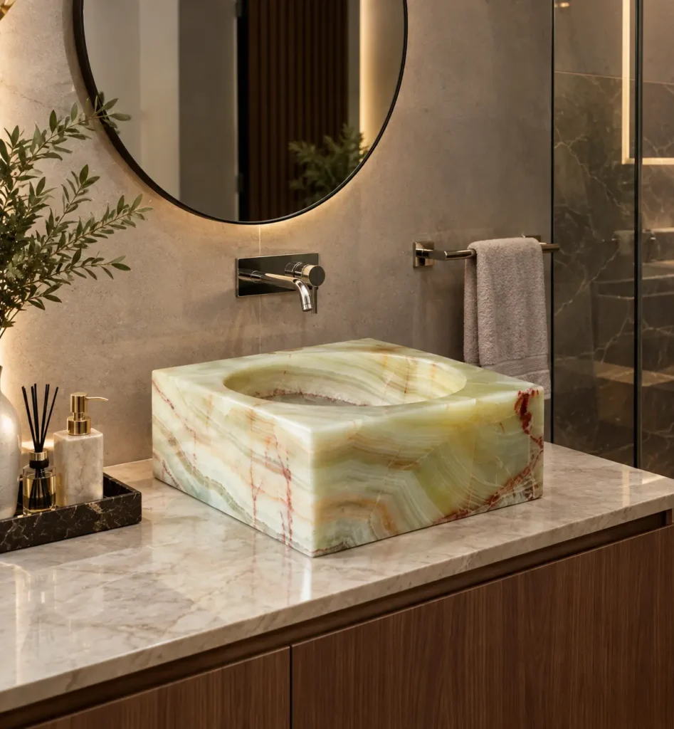 Green Onyx Sink by Pakistan Marble & Onyx